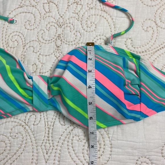 Aerie (sz L) bright stripe bandeau/halter bikini top - Picture 3 of 9